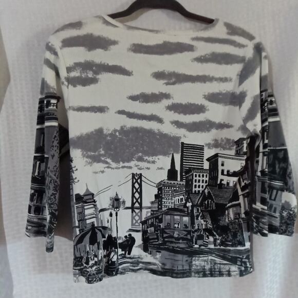 Take Two Clothing Vintage T-shirt City Scape Graphic Artsy Y2K LARGE 3/4 Sleeves - Picture 4 of 6